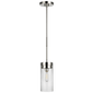 Garrett Medium Cylinder Pendant in Polished Nickel with Clear Glass