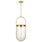 Blaine Large Pendant in Burnished Brass with Clear Glass
