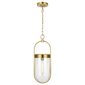 Blaine Small Pendant in Burnished Brass with Clear Glass