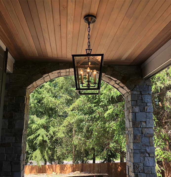 Darlana Small Hanging Lantern, a premium Ceiling light by Visual Comfort & Co. Close - up image of its design.