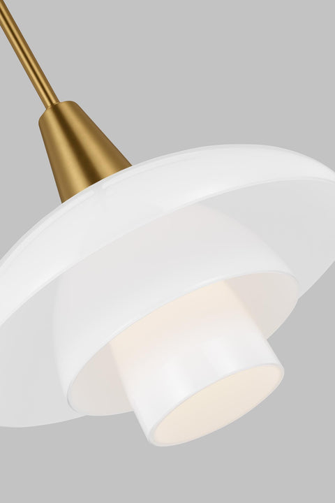 Rossie Pendant in Burnished Brass with White Glass