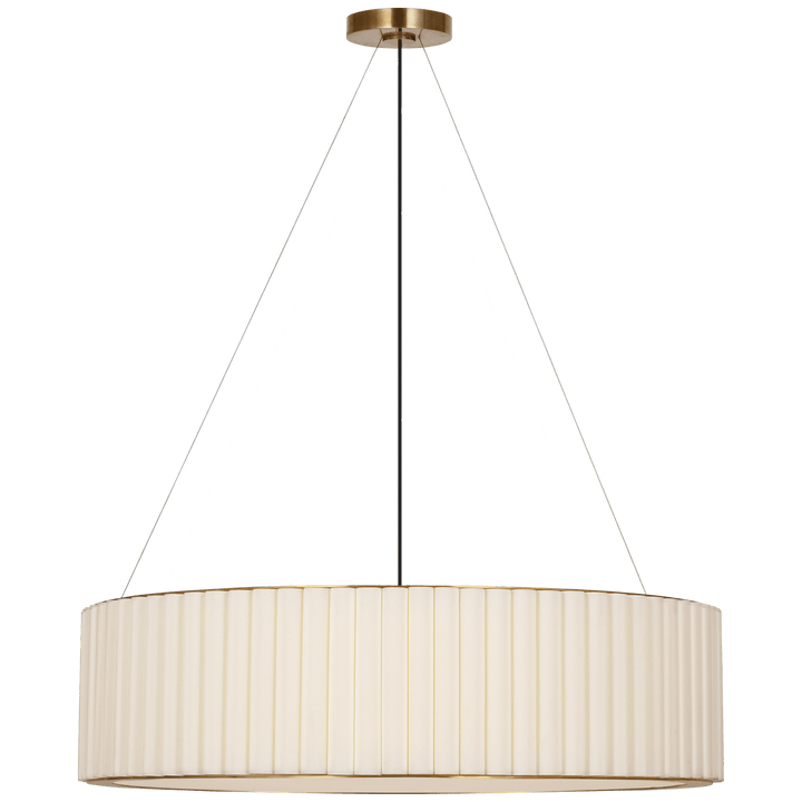 Palati Extra Large Hanging Shade in Hand-Rubbed Antique Brass with Linen Shade