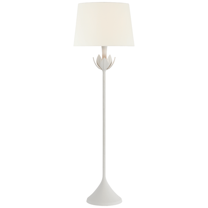 Alberto Large Floor Lamp in Plaster White with Linen Shade