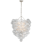 Talia Grande Entry Chandelier in Burnished Silver Leaf with Clear Swirled Glass