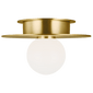 Nodes Small Flush Mount in Burnished Brass with White Glass