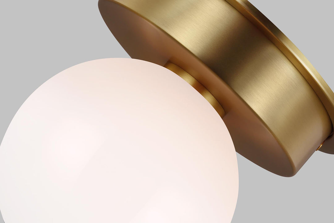 Nodes Medium Flush Mount in Burnished Brass with White Glass