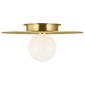 Nodes Medium Flush Mount in Burnished Brass with White Glass