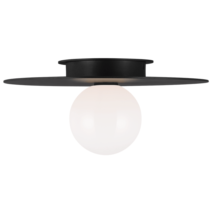 Nodes Medium Flush Mount in Midnight Black with White Glass