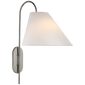 Kinsley Large Articulating Wall Light in Polished Nickel with Linen Shade