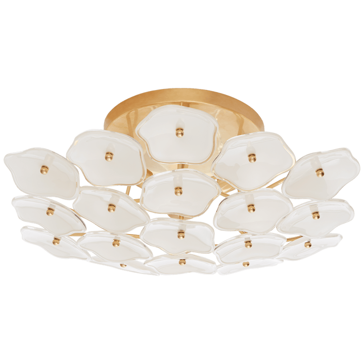 Leighton Medium Flush Mount in Soft Brass with Cream Tinted Glass