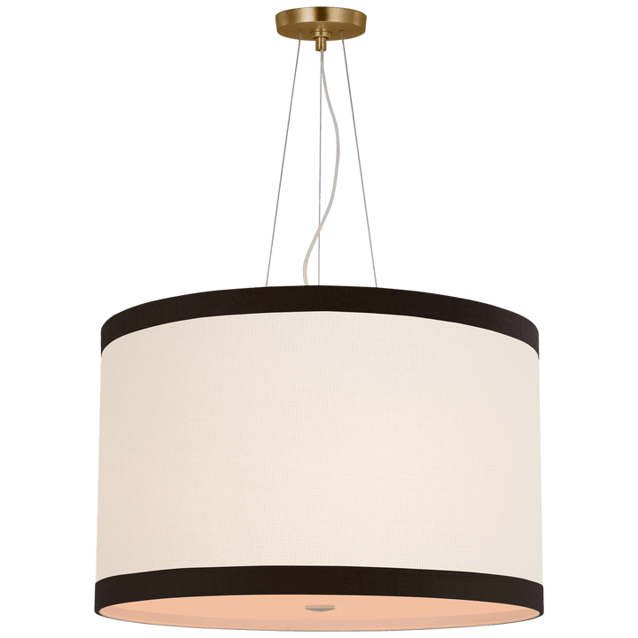 Walker Medium Hanging Shade in Gild with Cream Linen Shade with Black Linen Trim