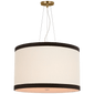 Walker Medium Hanging Shade in Gild with Cream Linen Shade with Black Linen Trim