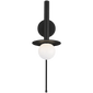 Nodes Pivot Sconce in Midnight Black with White Glass