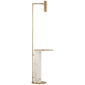 Alma Tray Table Floor Lamp in Antique-Burnished Brass and White Marble