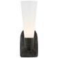 Utopia Small Single Bath Sconce in Aged Iron with White Glass