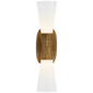 Utopia Small Double Bath Sconce in Gild with White Glass