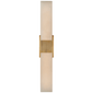 Covet Double Box Sconce in Antique-Burnished Brass with Alabaster