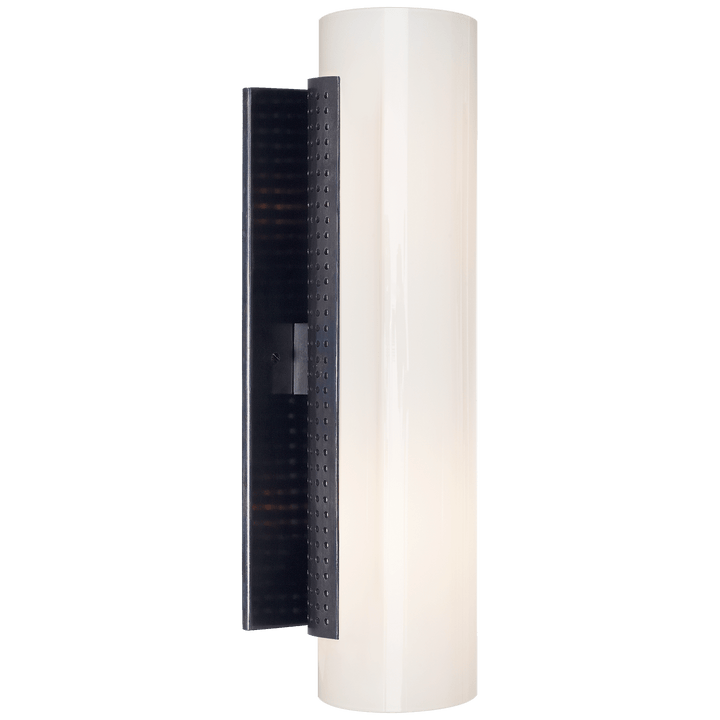 Precision Cylinder Sconce in Bronze with White Glass