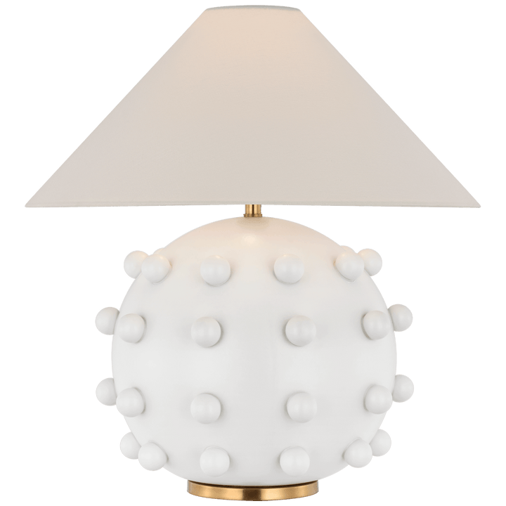 Linden Medium Orb Table Lamp in Plaster White with Linen Shade