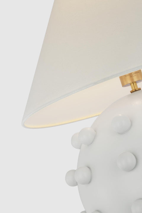 Linden Medium Orb Table Lamp in Plaster White with Linen Shade