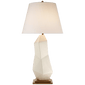 Bayliss Table Lamp in White Leather Ceramic with Linen Shade