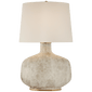 Beton Large Table Lamp in Antiqued White Ceramic with Linen Shade