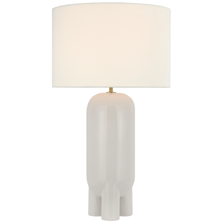Chalon Large Table Lamp in New White with Linen Shade