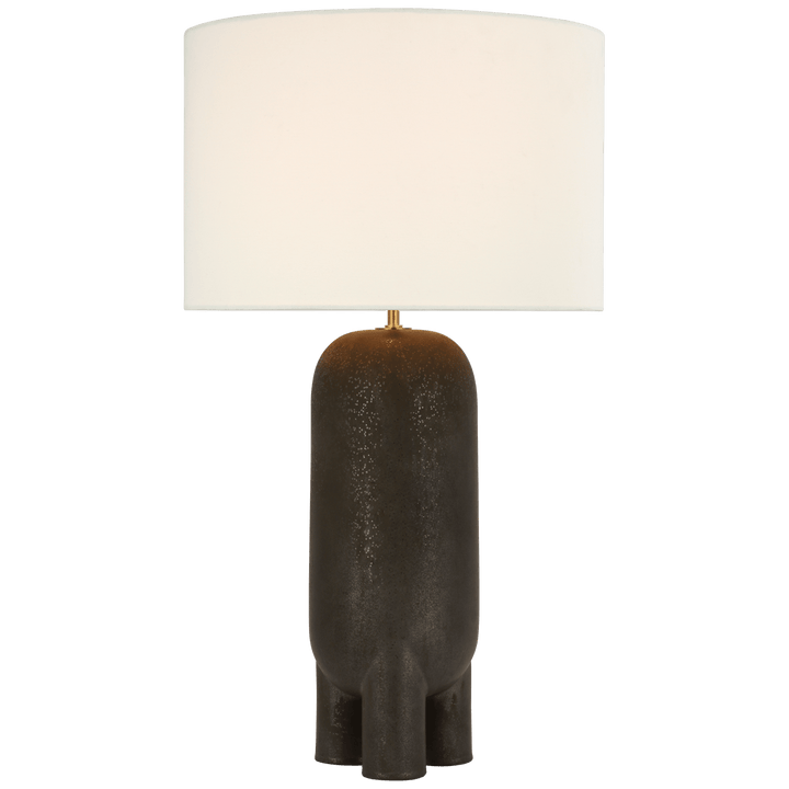 Chalon Large Table Lamp in Stained Black Metallic with Linen Shade