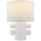 Tiglia Low Table Lamp in Plaster White with Linen Shade