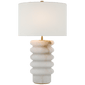 Onda Medium Table Lamp in Alabaster with Linen Shade