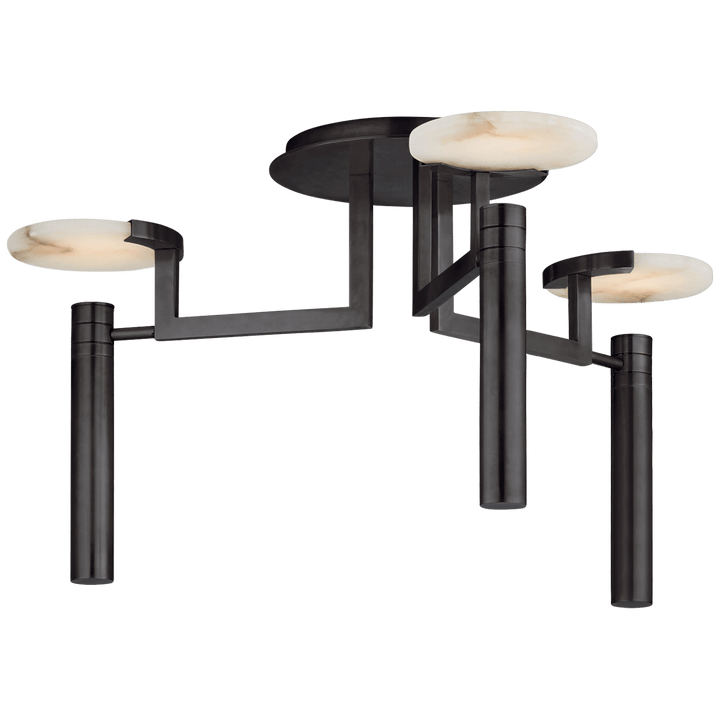 Melange Large Floating Disc Semi-Flush Chandelier in Bronze with Alabaster