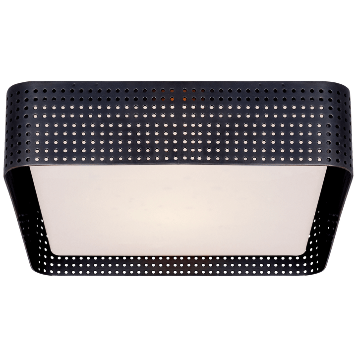 Precision Large Square Flush Mount in Bronze with Clouded Glass