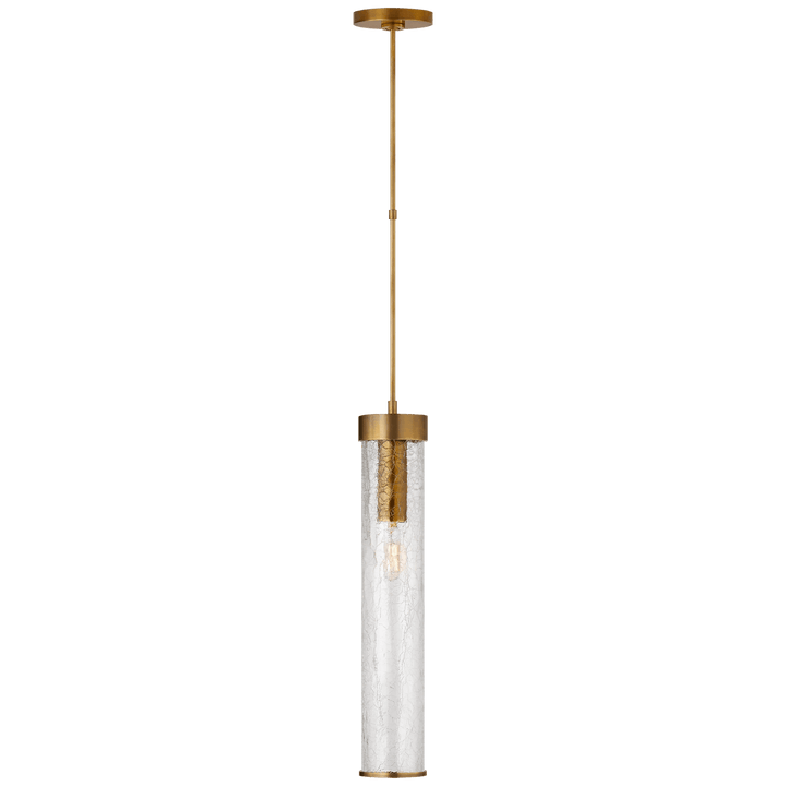 Liaison Long Pendant in Antique-Burnished Brass with Crackle Glass