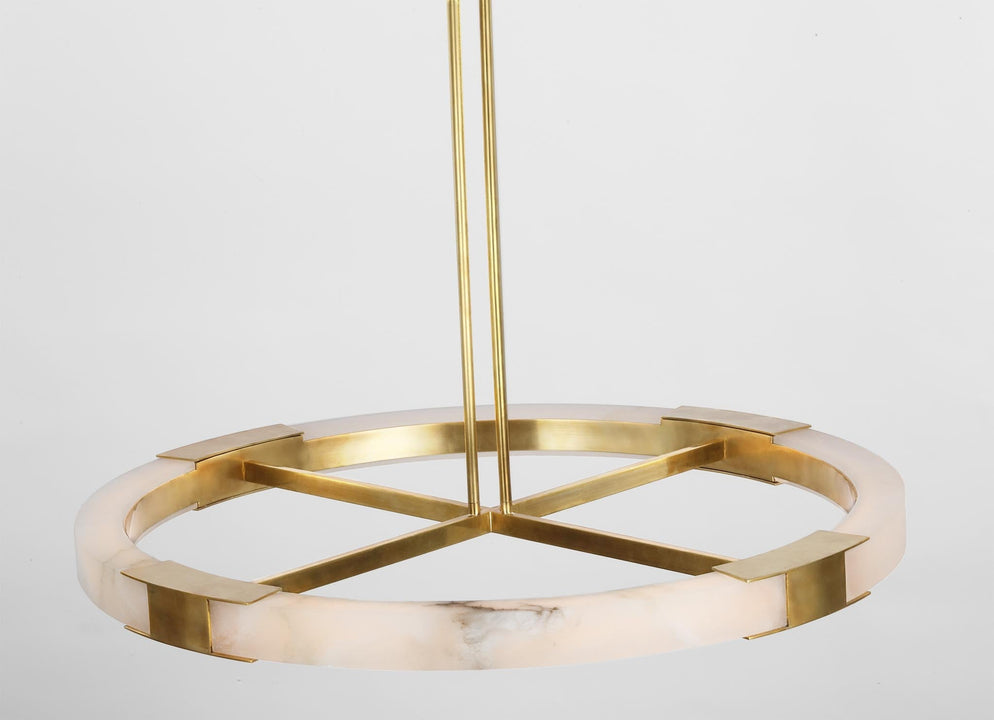 Covet Large Ring Chandelier in Antique-Burnished Brass and Alabaster