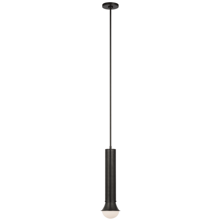 Precision Petite Elongated Pendant in Bronze with White Glass
