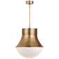 Precision Large Pendant in Antique-Burnished Brass with White Glass