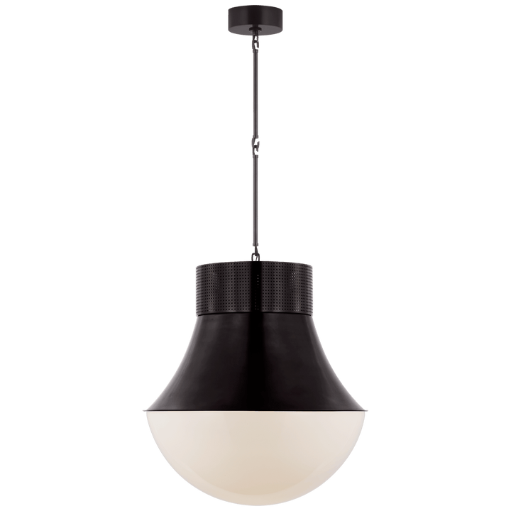Precision 24" Pendant in Bronze with White Glass