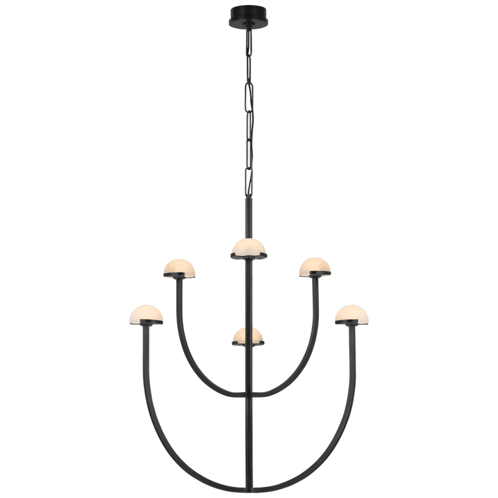 Pedra Large Two-Tier Chandelier in Bronze with Alabaster
