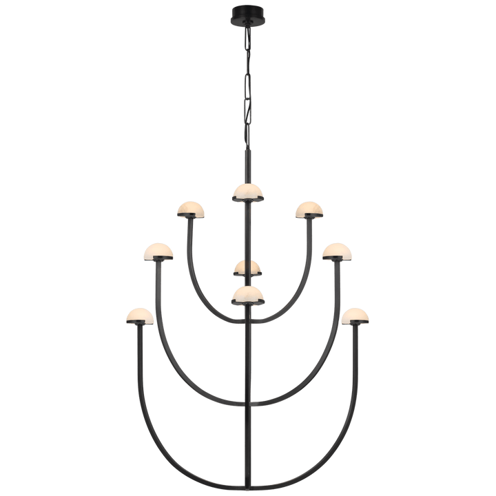 Pedra X-Large Three-Tier Chandelier in Bronze with Alabaster