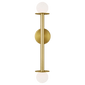 Nodes Double Sconce in Burnished Brass with White Glass