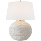 Avedon Small Table Lamp in Plaster White Rattan with Linen Shade