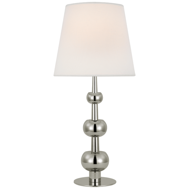 Comtesse Medium Triple Table Lamp in Polished Nickel with Linen Shade