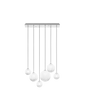 Lampada a sospensione Puppet media SP L6 - Glossy Chrome / Bianco sfumato