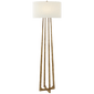 Scala Large Hand-Forged Floor Lamp in Gilded Iron with Linen Shade