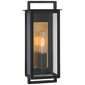 Halle Small Narrow Wall Lantern in Aged Iron with Clear Glass