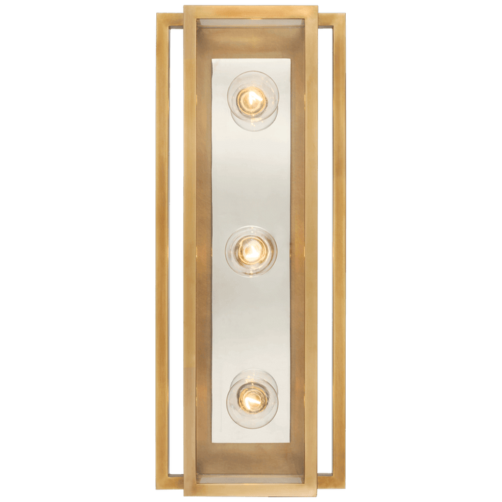 Halle 18" Vanity Light in Hand-Rubbed Antique Brass and Polished Nickel with Clear Glass