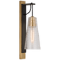 Reve Medium Conical Sconce in Bronze and Soft Brass with Clear Ribbon Glass