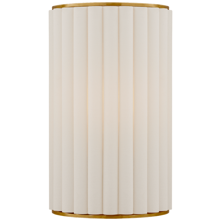 Palati Small Sconce in Hand-Rubbed Antique Brass with Linen Shade