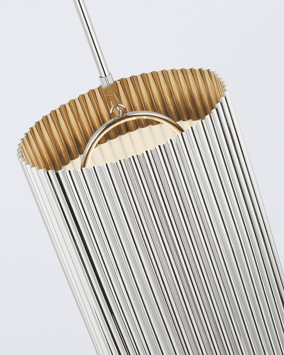 Rivers Medium Fluted Pendant, a premium Pendant light by Visual Comfort & Co. Close - up image of its design.