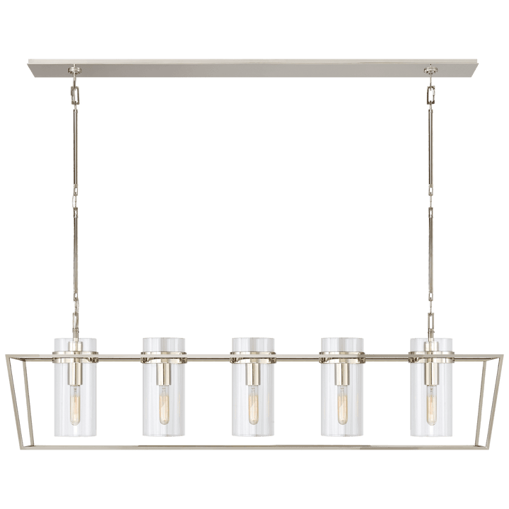 Presidio Large Linear Lantern in Polished Nickel with Clear Glass